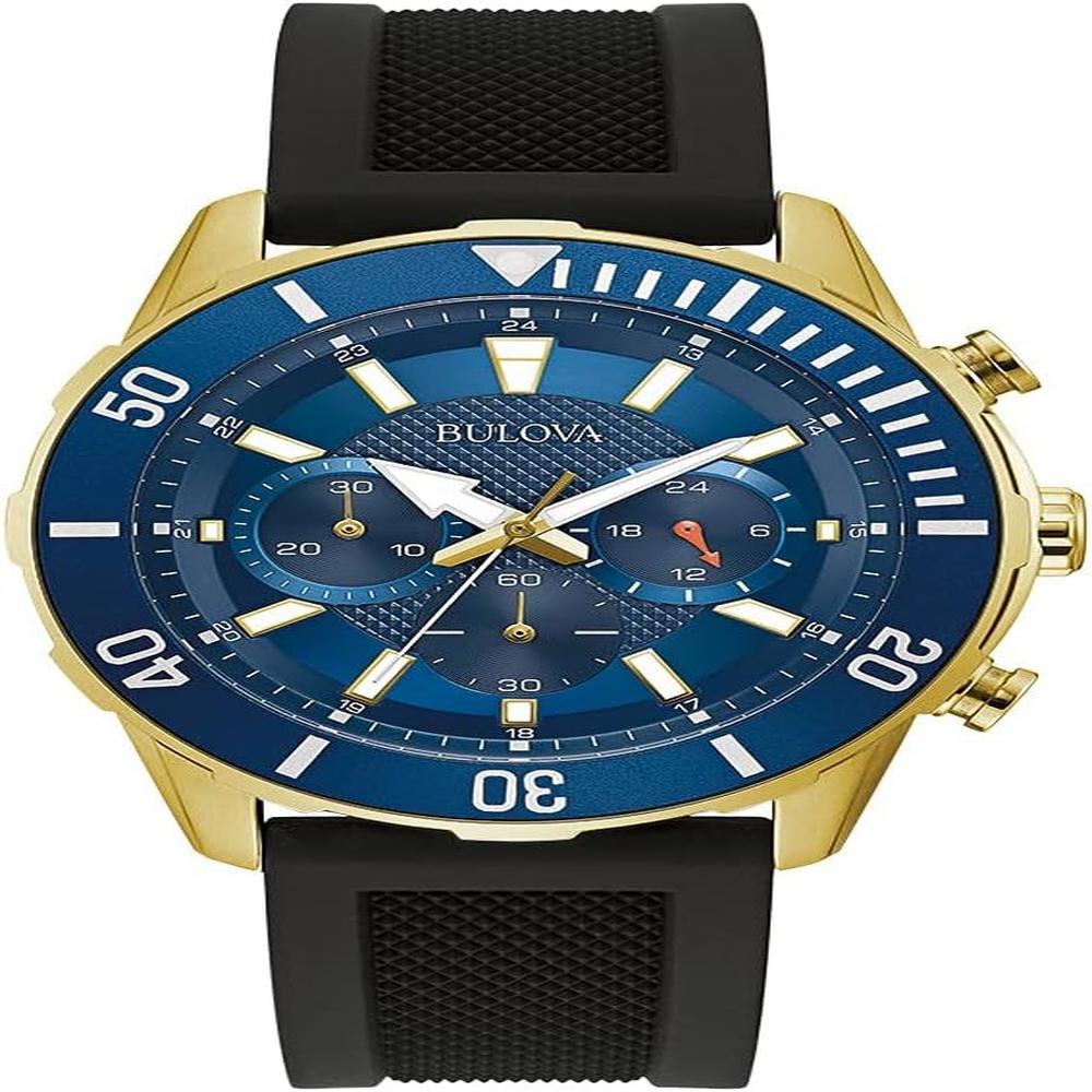Bulova reloj deportivo hombre cronógrafo 6 agujas silicona fecha | Negro