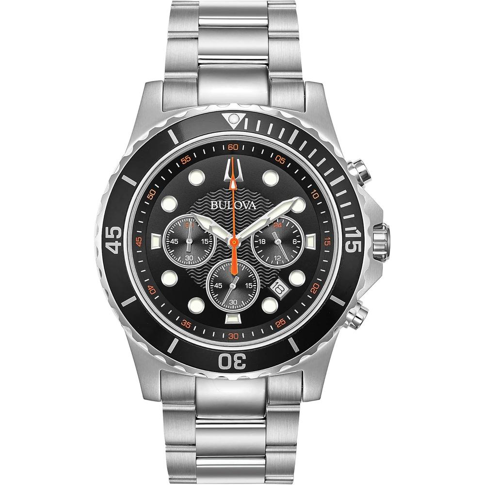 Bulova reloj clásico deportivo hombre cronógrafo cuarzo 6 agujas calendario | Plata