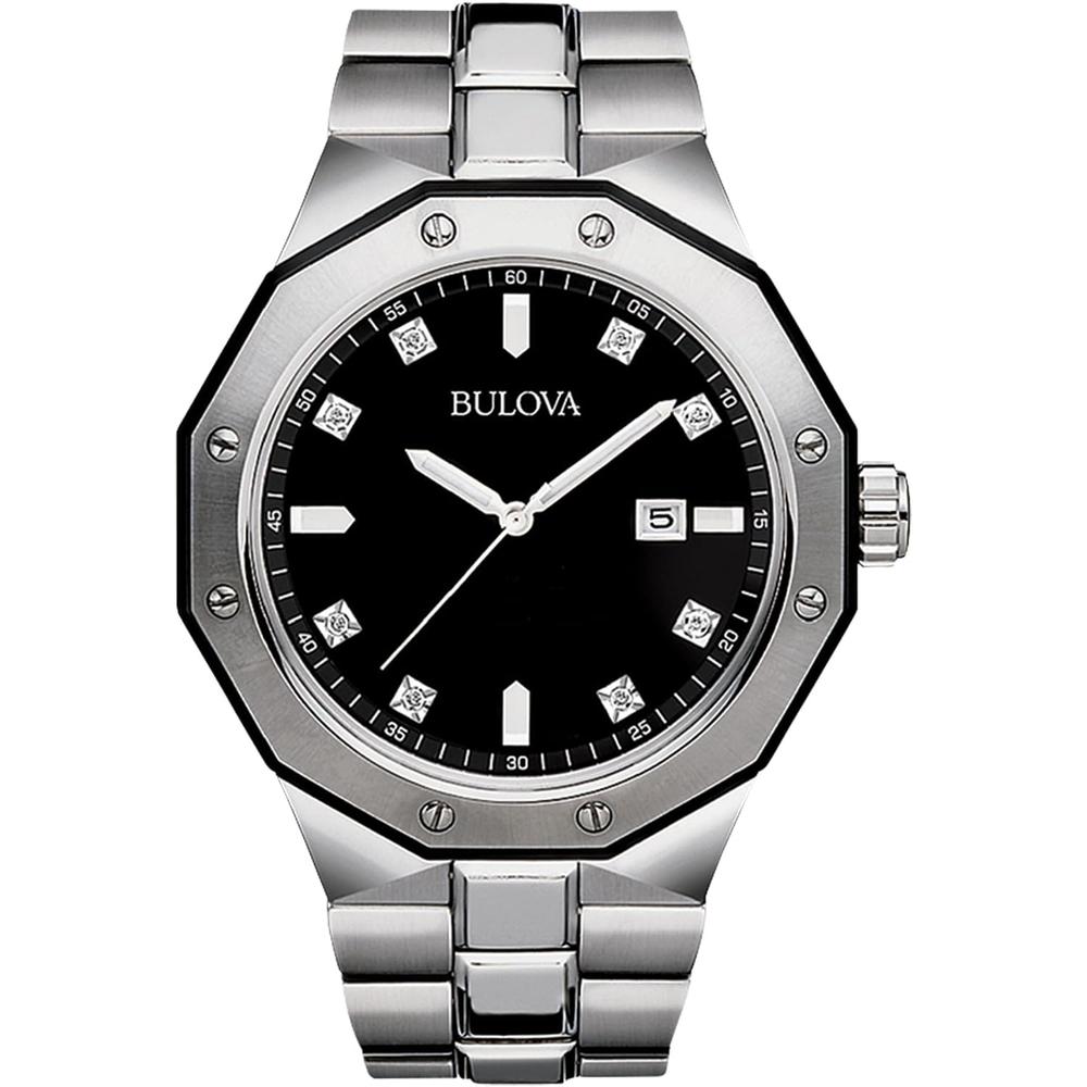Bulova reloj clásico para hombre de acero inoxidable con cuarzo y diamantes | Plata