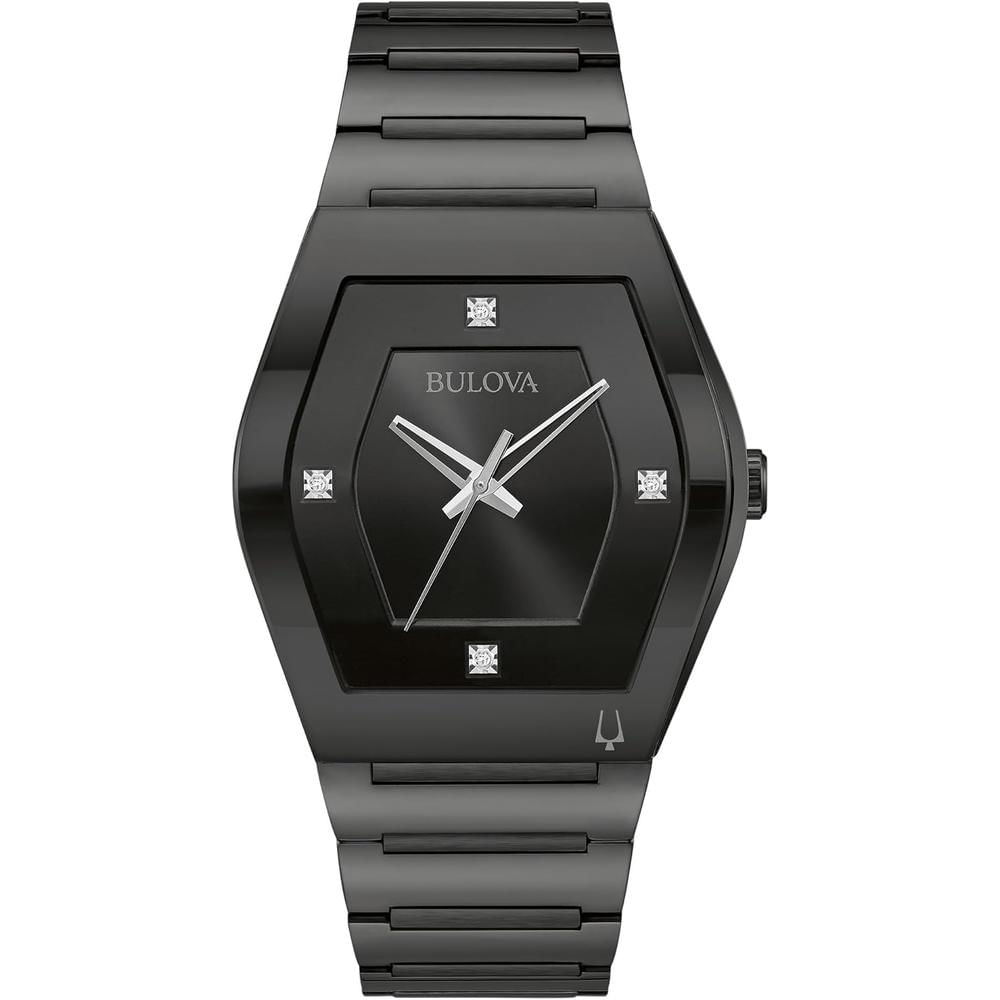 Bulova reloj moderno de hombre 3 agujas cronógrafo diamantes Gemini | Negro