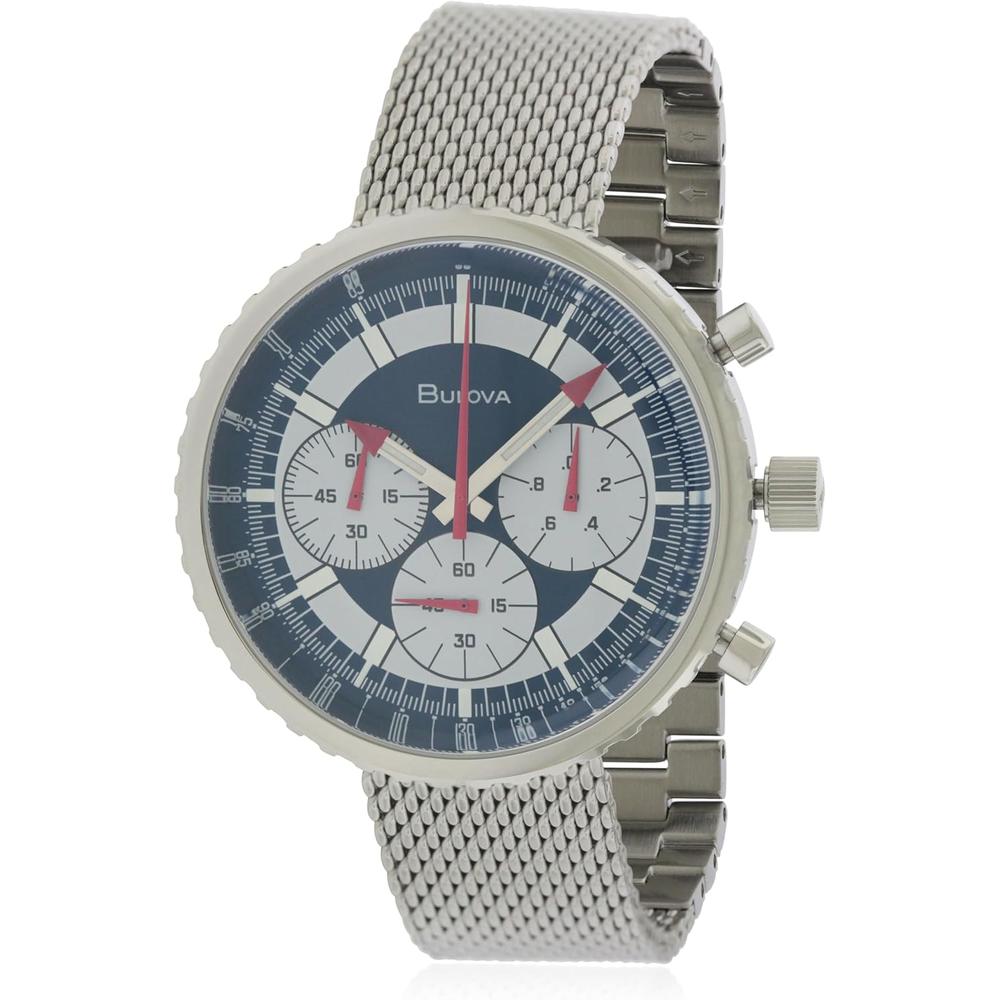 Bulova reloj Archive hombre cronógrafo 6 agujas acero inoxidable correa piel | Plata