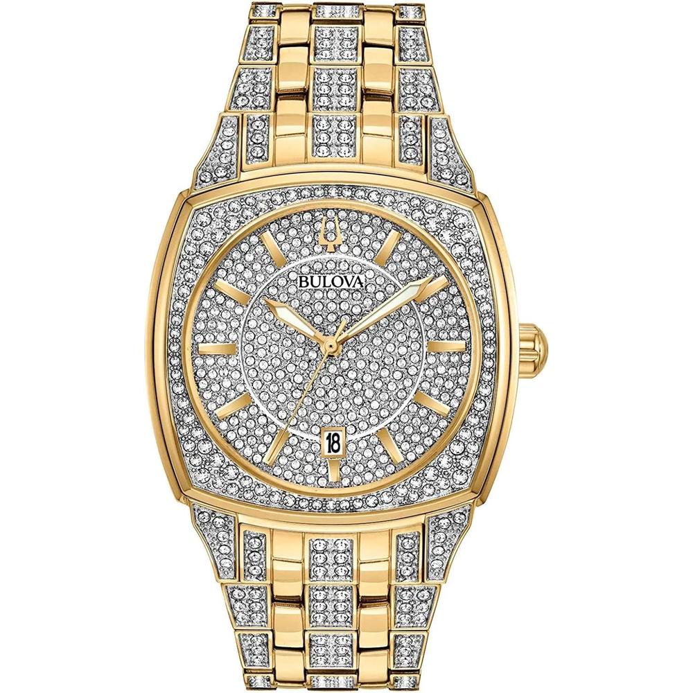 Bulova reloj Crystal Phantom hombre cuarzo 3 agujas fecha | Oro/Plata