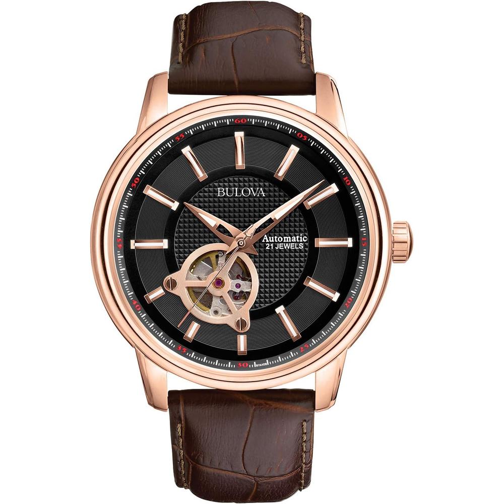 Bulova reloj clásico hombre automático 3 agujas correa piel | Marrón
