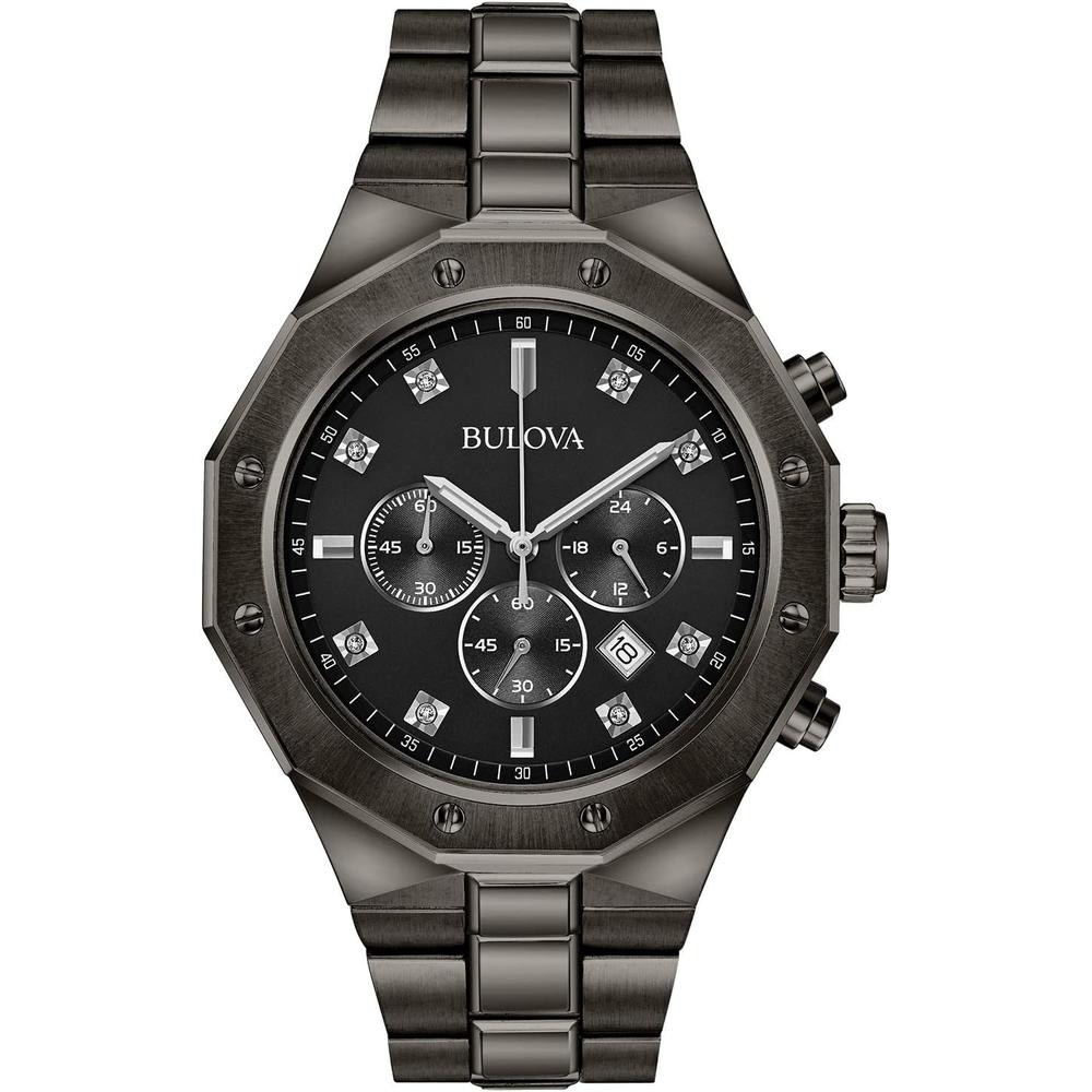 Bulova reloj clásico hombre cronógrafo 6 agujas diamantes calendario luminoso | Carbón