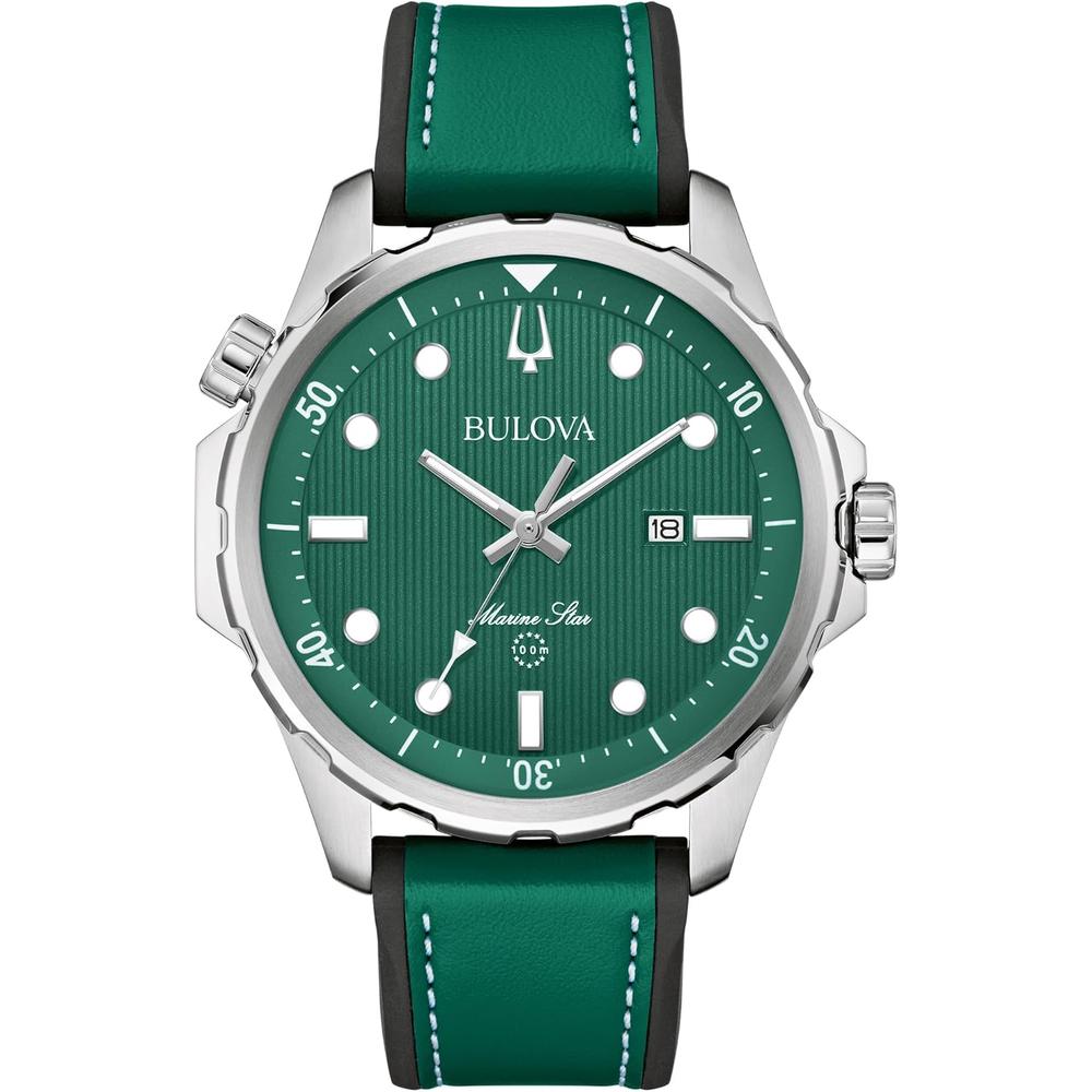 Bulova reloj Marine Star hombre cuarzo 3 agujas, correa | Verde