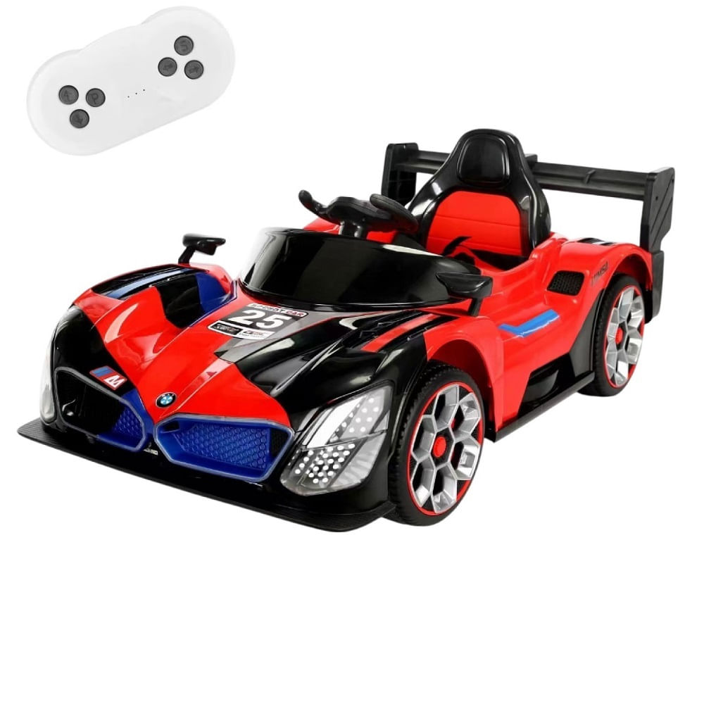 Auto Electrico a Bateria Ninos Deportivo con Control Luces Led y Sonido Rojo