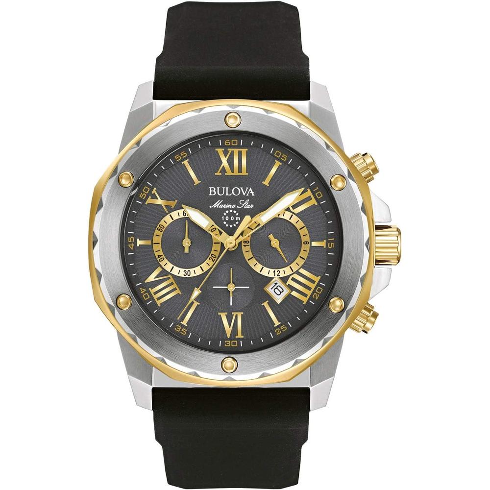 Bulova reloj Marine Star cronógrafo cuarzo hombre 6 agujas y silicona | Negro