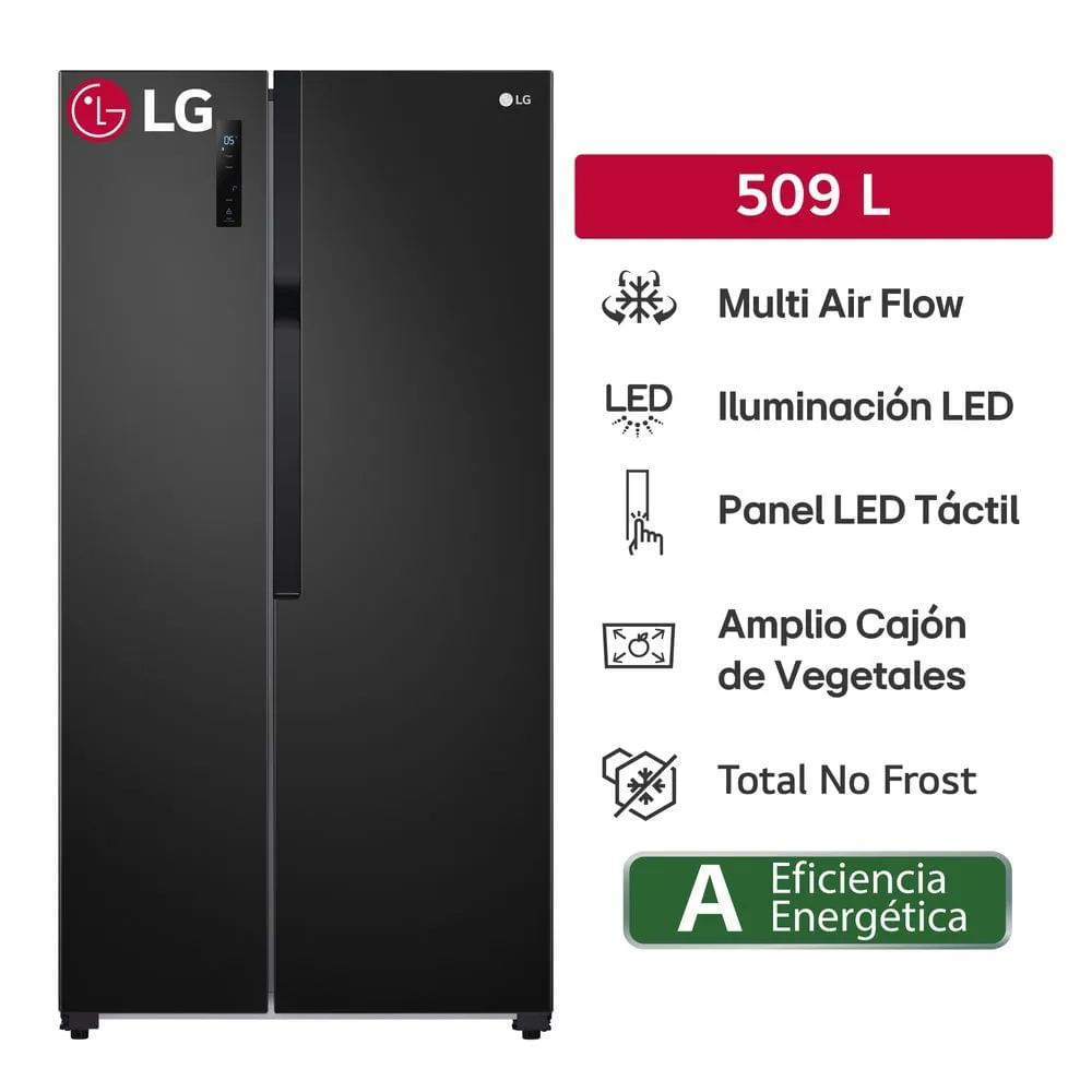 REFRIGERADORA LG GS51MPD 509L MULTI AIR FLOW SIDE BY SIDE NEGRO