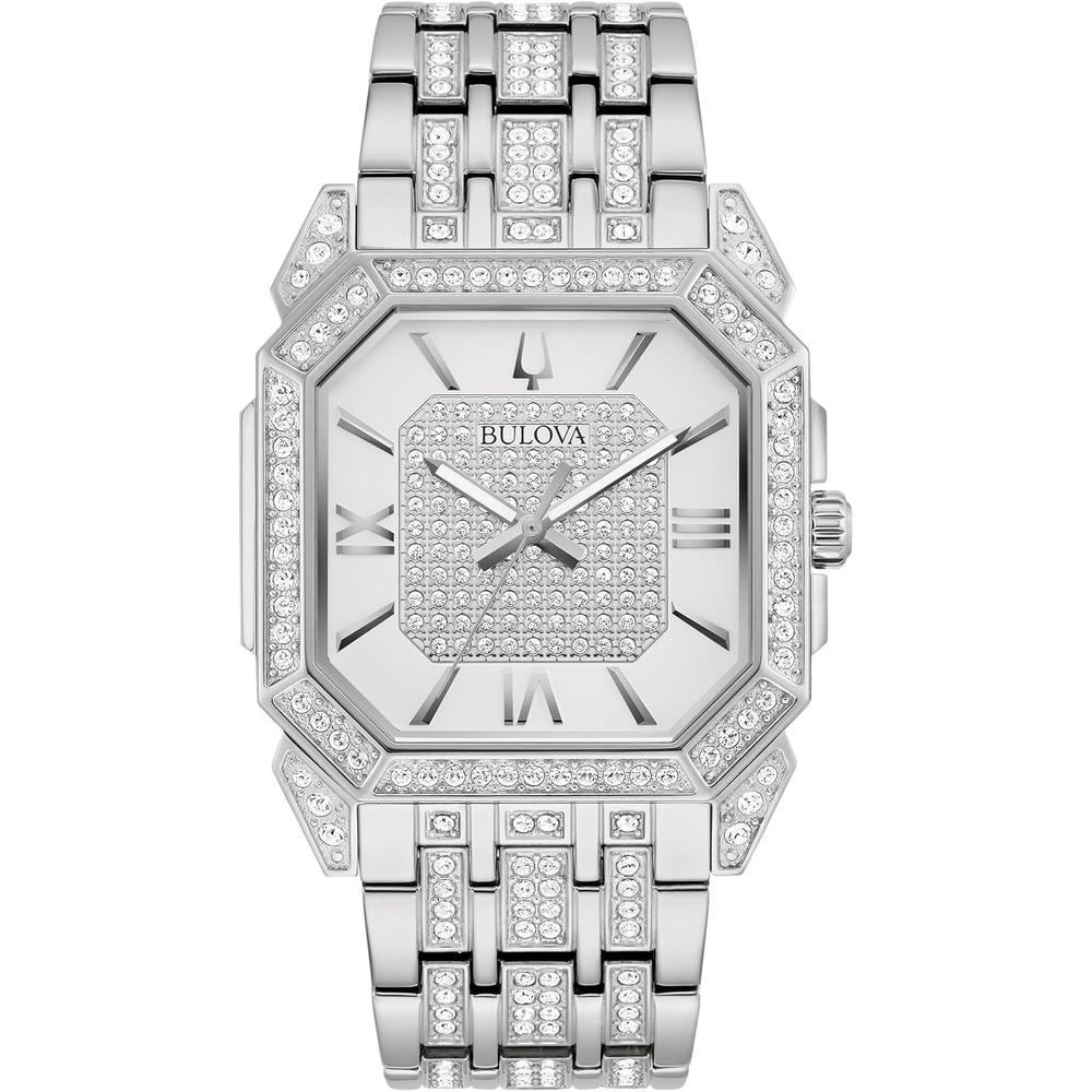 Bulova reloj Octava de hombre 3 agujas de cuarzo esfera octogonal cristales | Plateado
