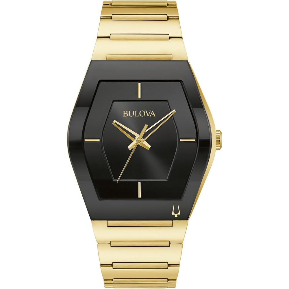 Bulova reloj moderno Gemini hombre cuarzo 3 agujas acero cristal | Oro/Negro