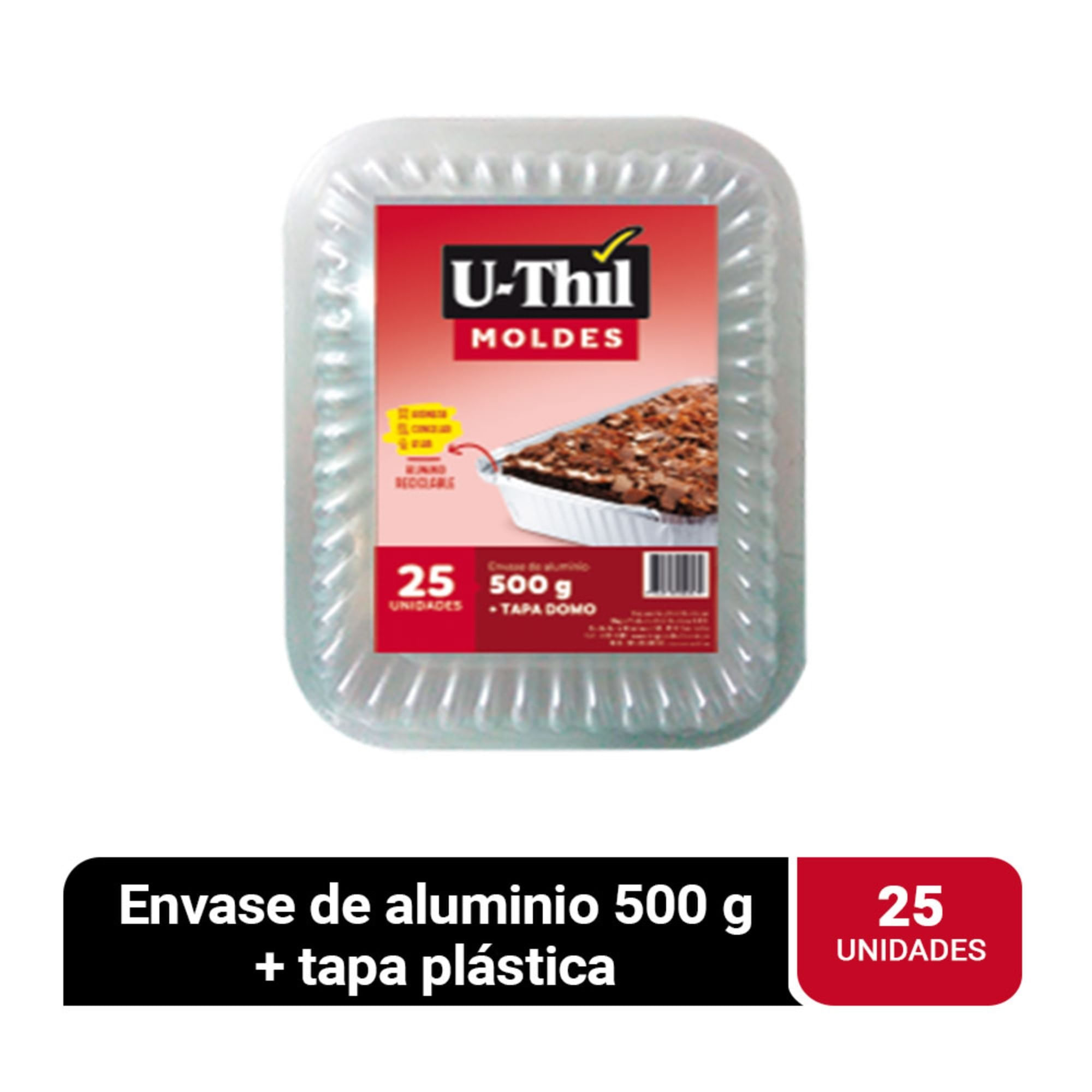 Envase de Aluminio con Tapa Domo U-THIL 430ml Paquete 25un 99x99x99mm