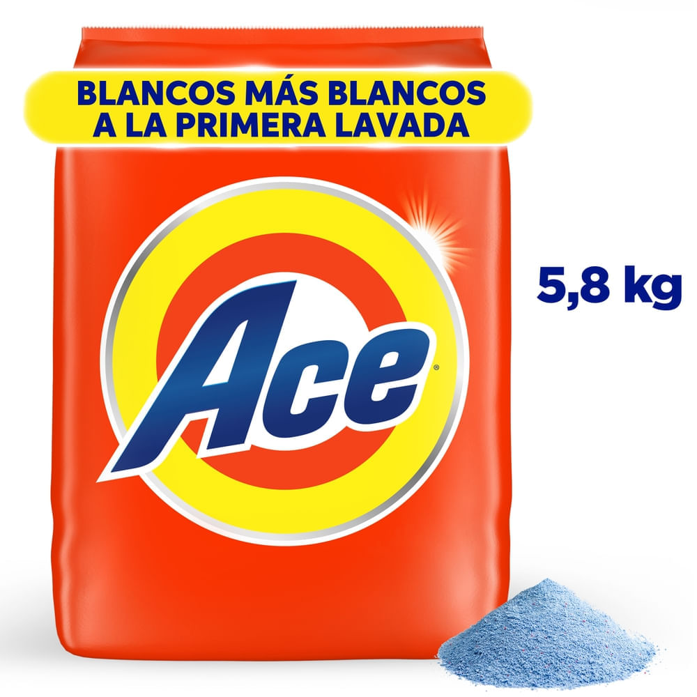 Detergente en Polvo ACE Limpieza Completa Bolsa 5.8Kg