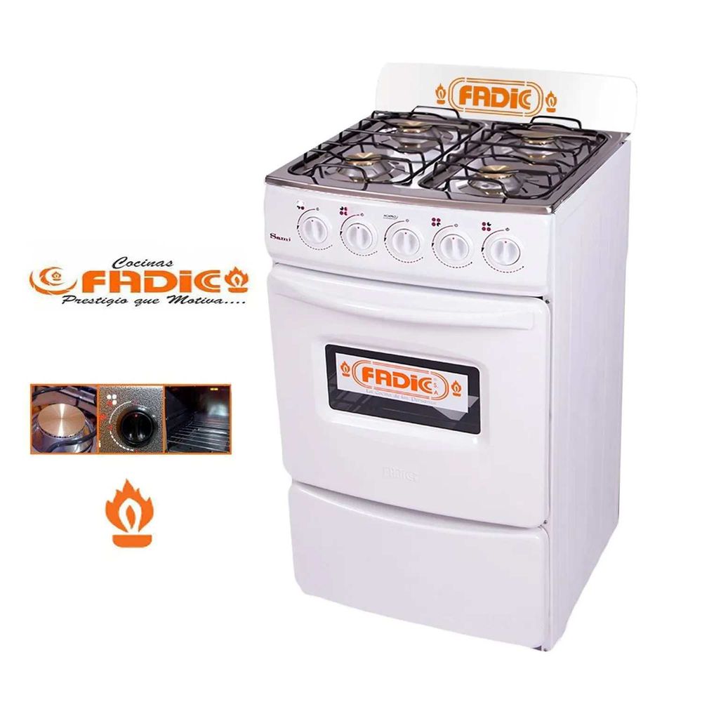 Cocina con respaldar y Horno FADIC 20 Sami 4H Blanco Cocina con respaldar y Horno FADIC 20 Sami 4H Blanco