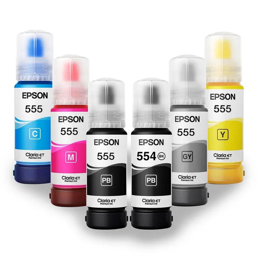 JUEGO DE BOTELLAS DE TINTA EPSON T555  T554 ORIGINAL