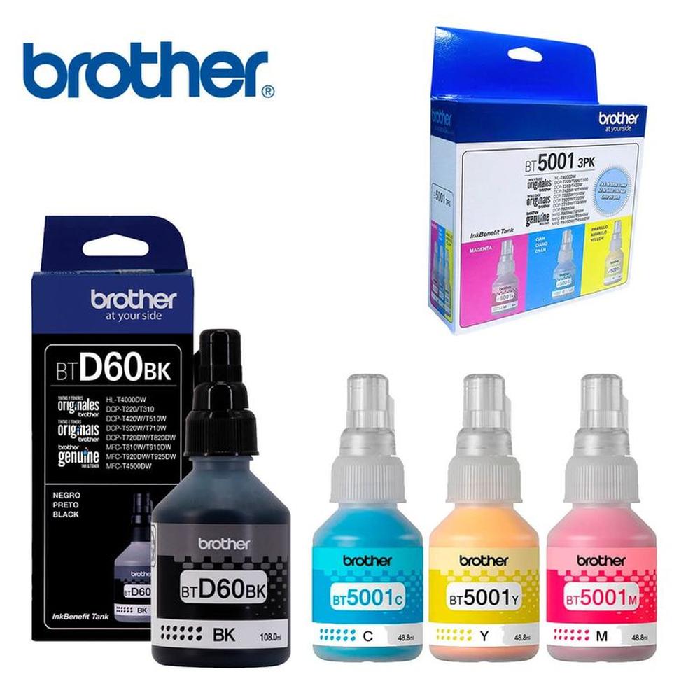 JUEGO DE BOTELLAS DE TINTA BROTHER BT-D60BK NEGRO 3PK-TANK COLOR ORIGINAL