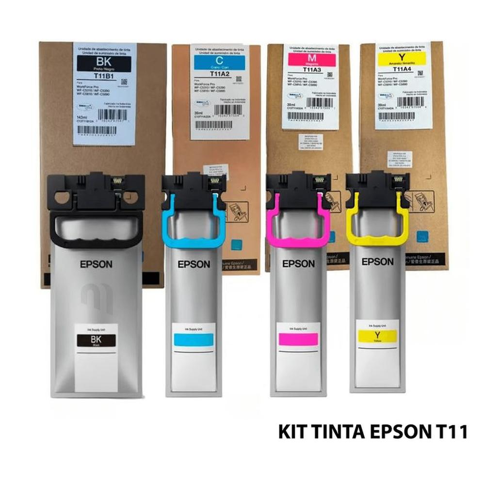 JUEGO DE TINTA EPSON T11B T11A NEGRO Y COLOR Pro WF-C5810 C5890 C5390