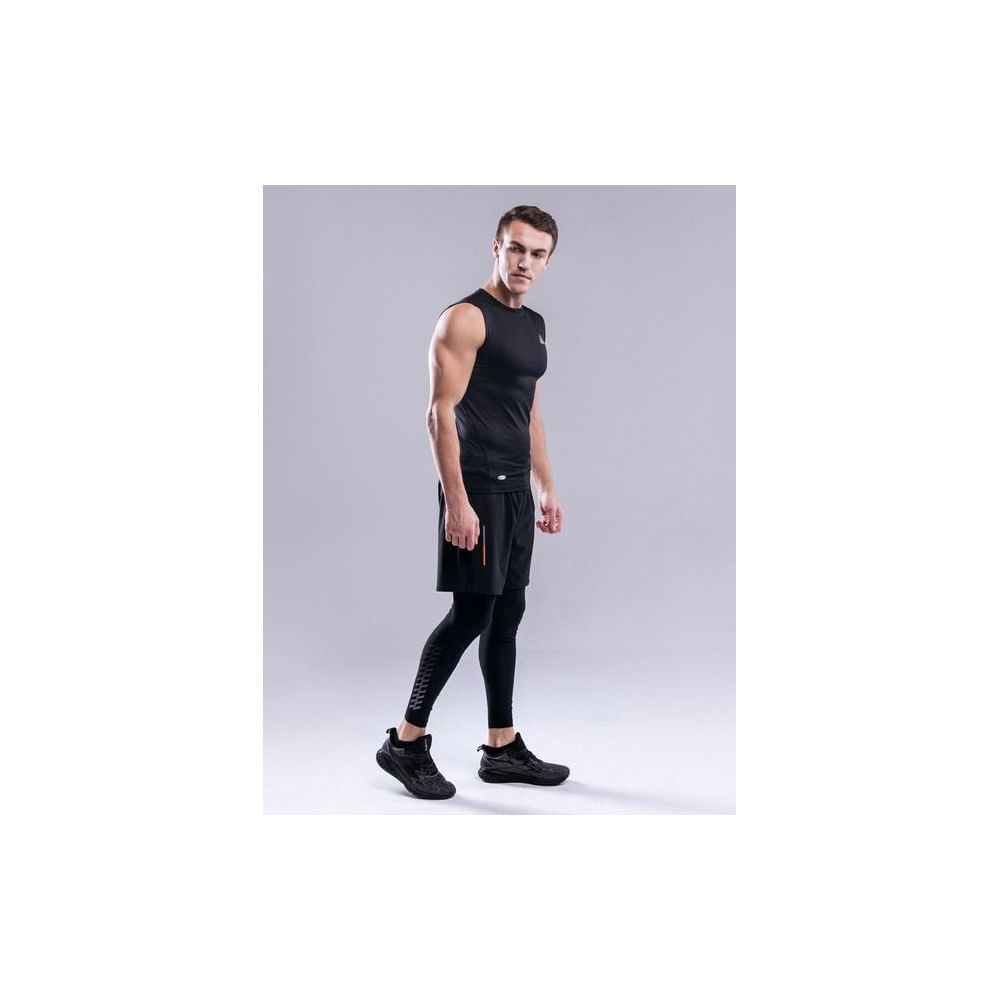 Calentador + short negro hombre