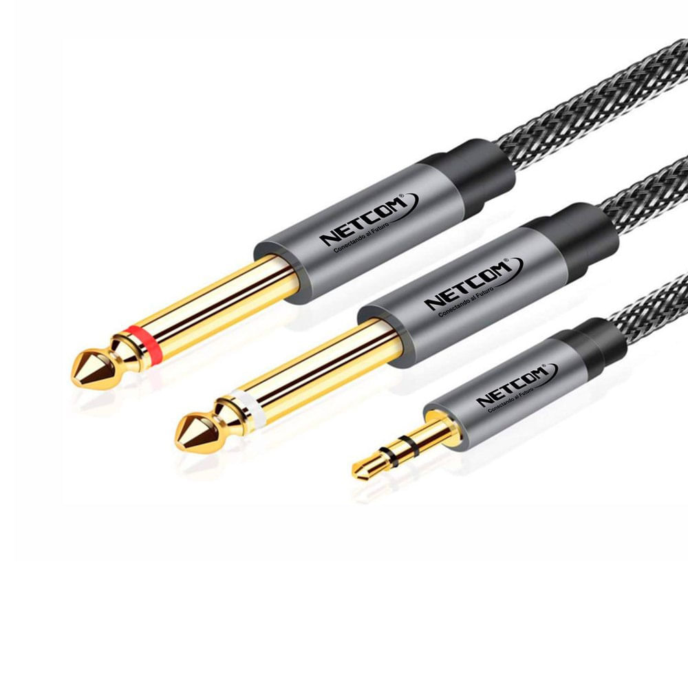 Cable de Audio 3.5mm Macho a 2 Jack 6.35mm Macho 3 metros