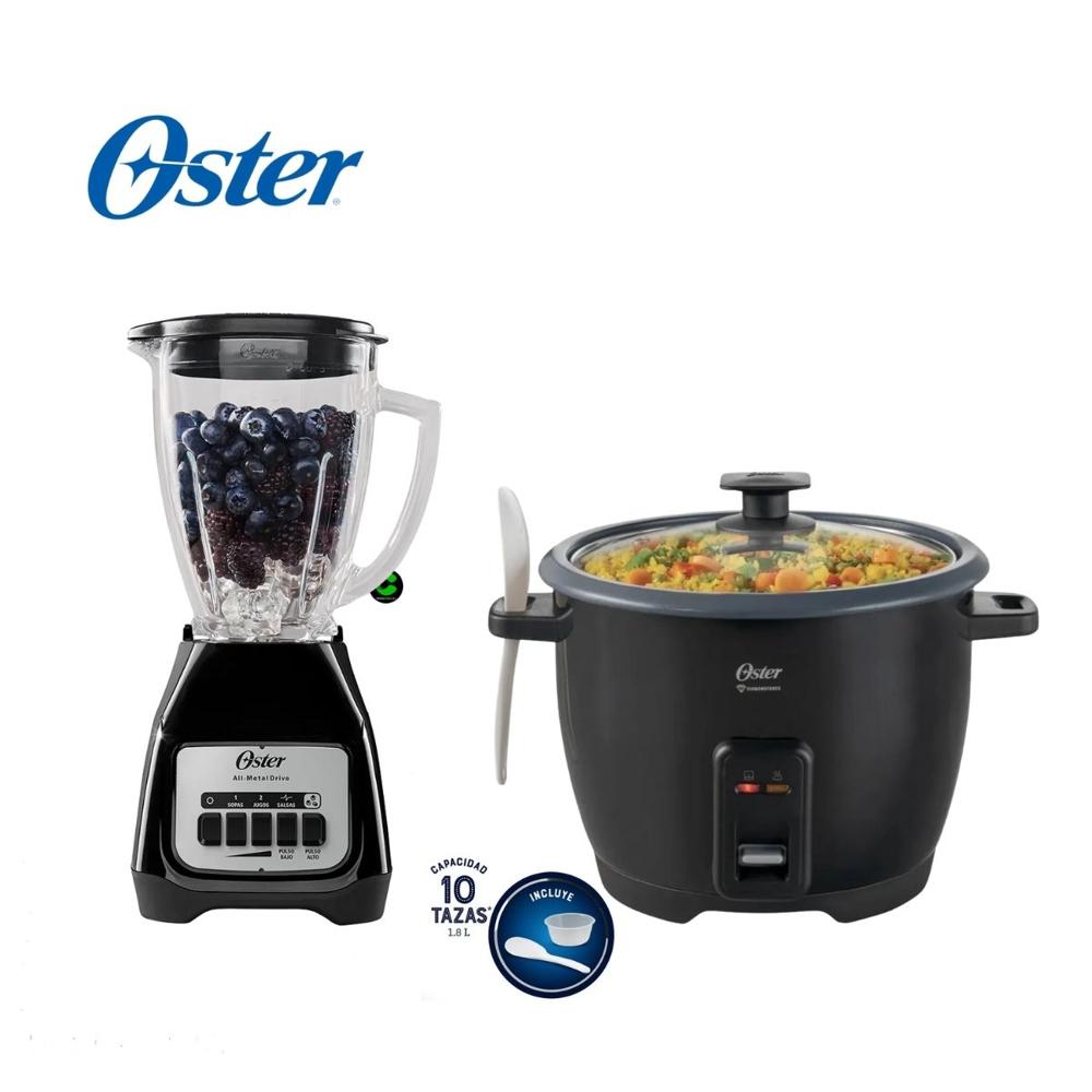 Combo Oster Olla Arrocera CKSTRCB10DFBLK 1.8 Litros y Licuadora BLSTKAGBPB