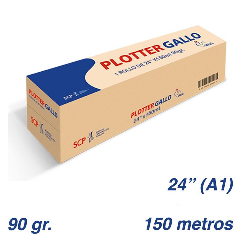 ROLLO PAPEL PLOTTER BOND GALLO 90 GR 24 X 150 MTS A1