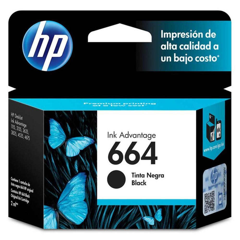 CARTUCHO DE TINTA HP 664 NEGRO (F6V29A) ORIGINAL