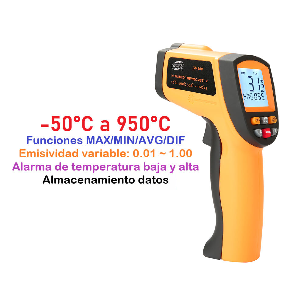 Pirómetro Termómetro Infrarrojo Profesional - BENETECH GM900