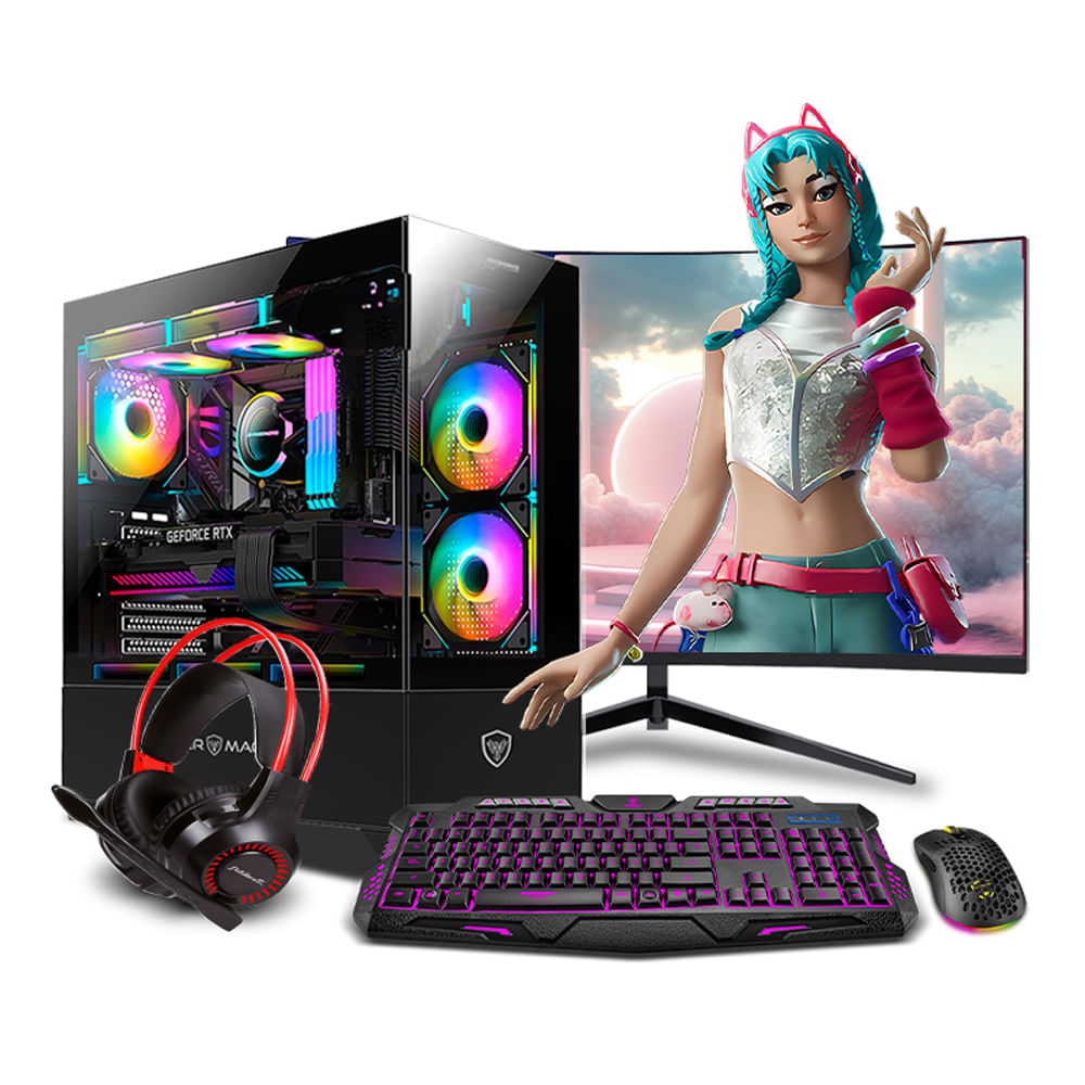 COMPUTADORA GAMER PINK RYZEN 5 5500X3D 32GB 1TB 24 RTX3050 6GB MI PC LISTA MIPCLISTA