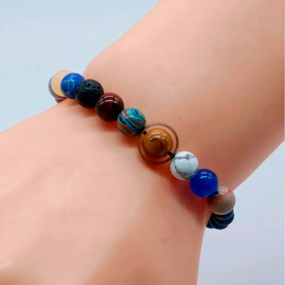 PULSERA UNISEX SISTEMA SOLAR PIEDRAS VOLCANICAS