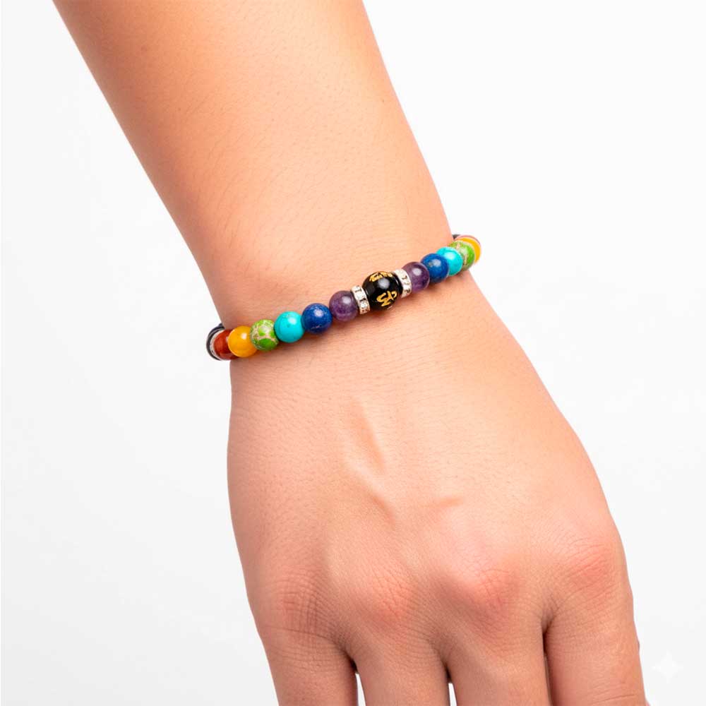PULSERA UNISEX 7 CHAKRAS PIEDRAS VOLCANICAS