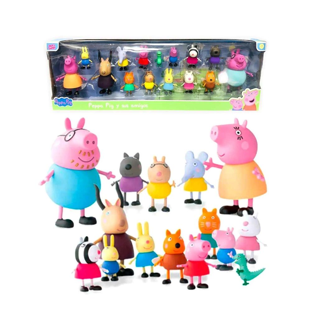 Set De Peppa Pig 15 Personajes Familia y Amigos PP-15 Set De Peppa Pig 15 Personajes Familia y Amigos PP-15