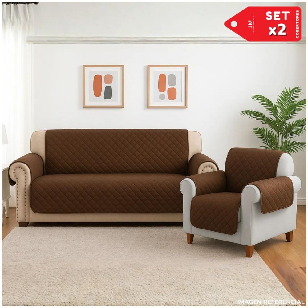 Set Cobertor Protector de Sofá Reversible de 1 y 2 cuerpos  Marron