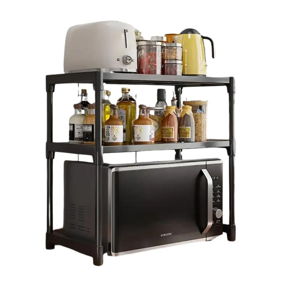 Estante Organizador para Cocina Microondas con 2 Niveles Negro