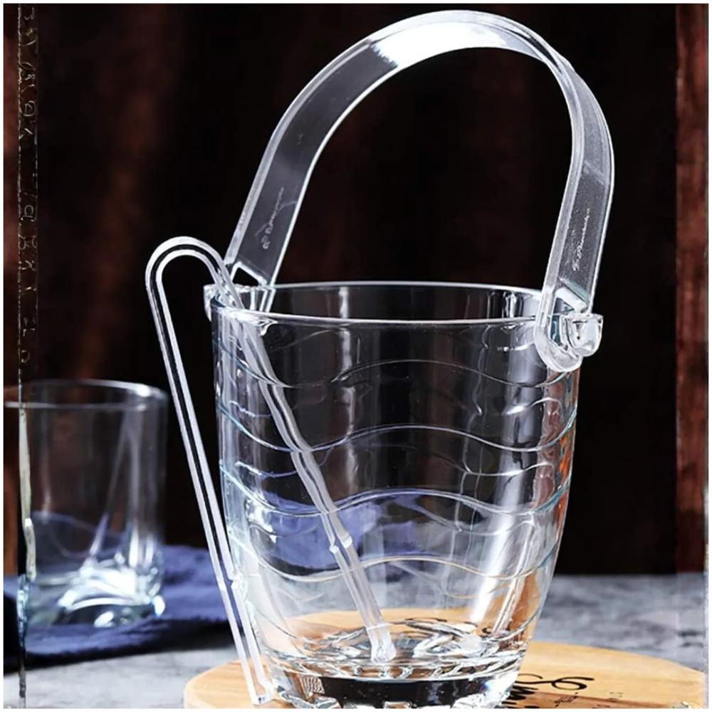 Hielera de vidrio transparente con pinza y agarradera Ondas