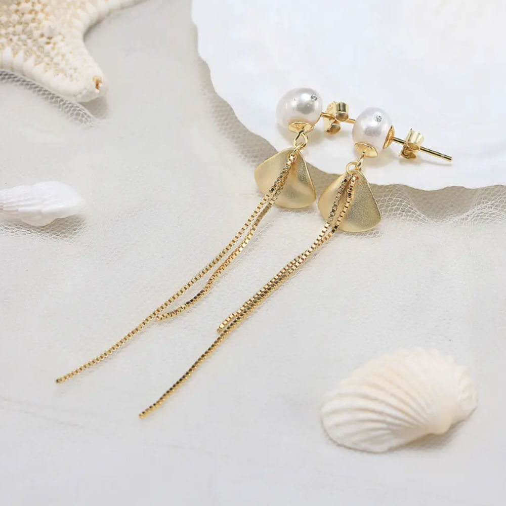 Arete Lágrimas Doradas de Perla