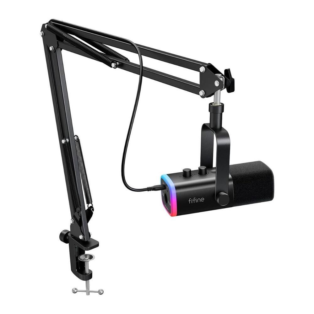 Micrófono Fifine Ampligame AM8T XLR/USB (Incluye Brazo) - Negro