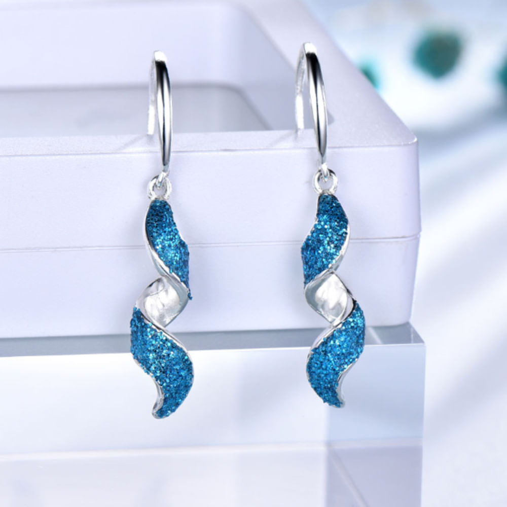 Aretes Ondas de Cristal Celestial - Plata 925