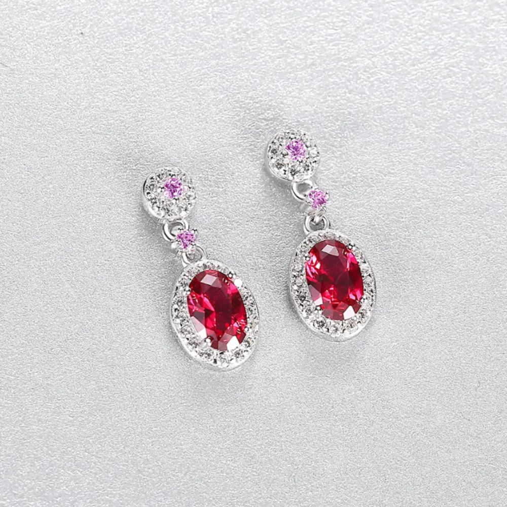 Arete Rubí Radiante en Plata 925