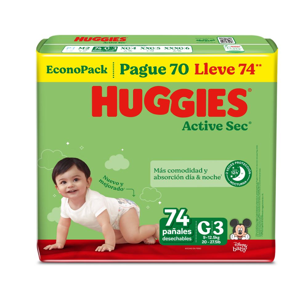 Pañales para Bebé HUGGIES Active Sec G Paquete 74un Pañales para Bebé HUGGIES Active Sec G Paquete 74un