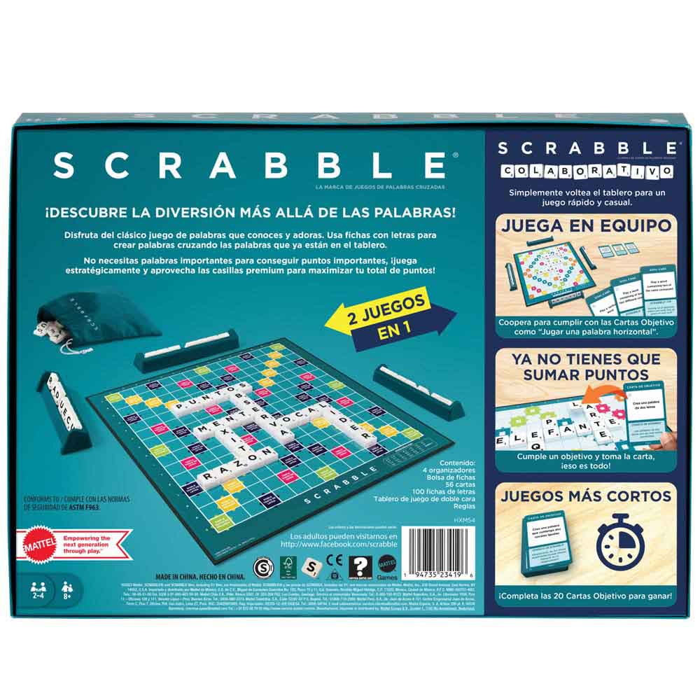 Juego de Mesa SCRABBLE Original Mattel Colaborativo y Desafiante para niños a partir de 8 años en adelante Juego de Mesa SCRABBLE Original Mattel Colaborativo y Desafiante para niños a partir de 8 años en adelante