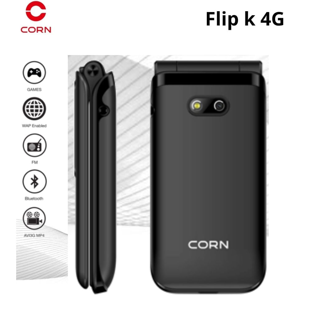 CELULAR BASICO CORN FLIP K TAPA 4G DUAL SIM -NEGRO