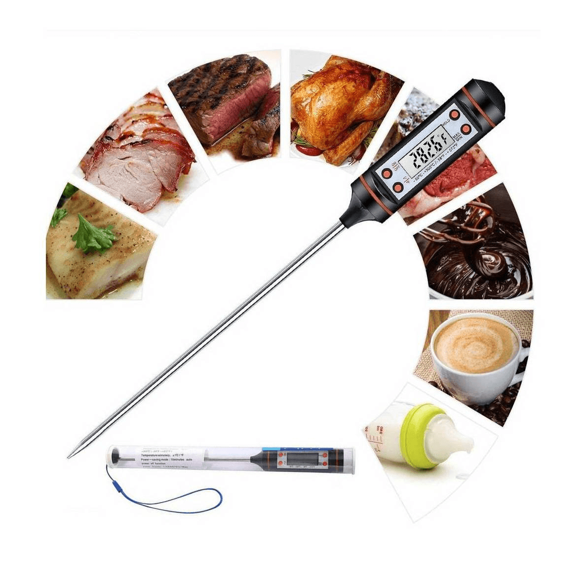Termómetro Digital de Cocina Alimentos Carne Líquidos solidos 235mm
