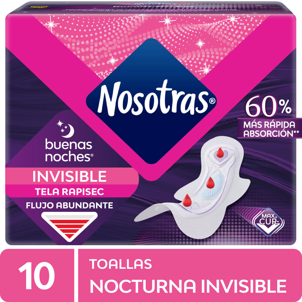 Toallas Higiénicas NOSOTRAS Invisible Rapigel Paquete 10un Toallas Higiénicas NOSOTRAS Invisible Rapigel Paquete 10un