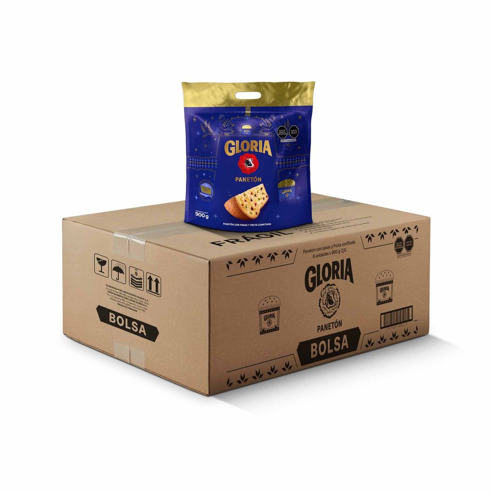 Panetón GLORIA Bolsa 900g Caja 6un Panetón GLORIA Bolsa 900g Caja 6un