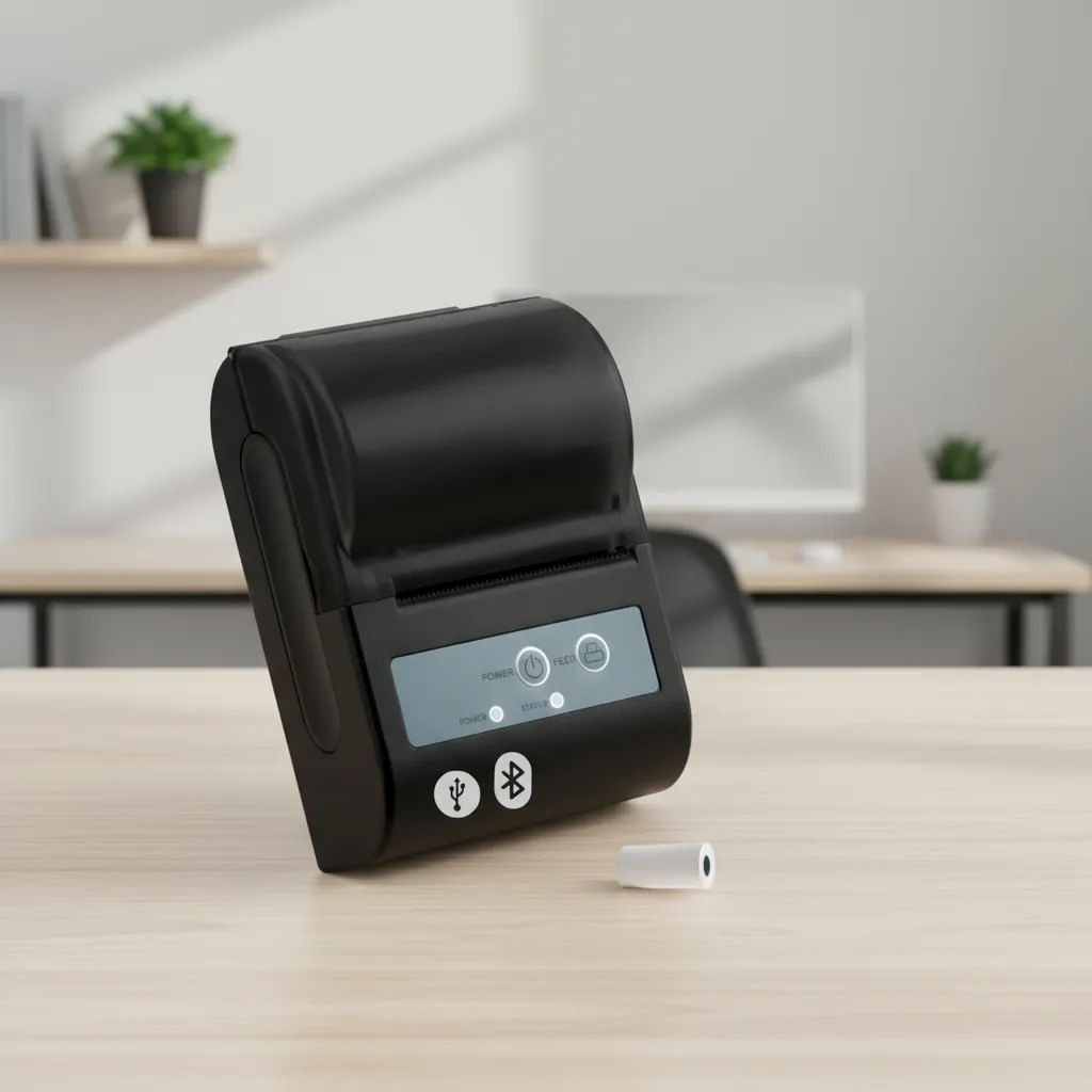 Impresora ticketera térmica portátil 57mm 58mm USB Bluetooth con sujetador