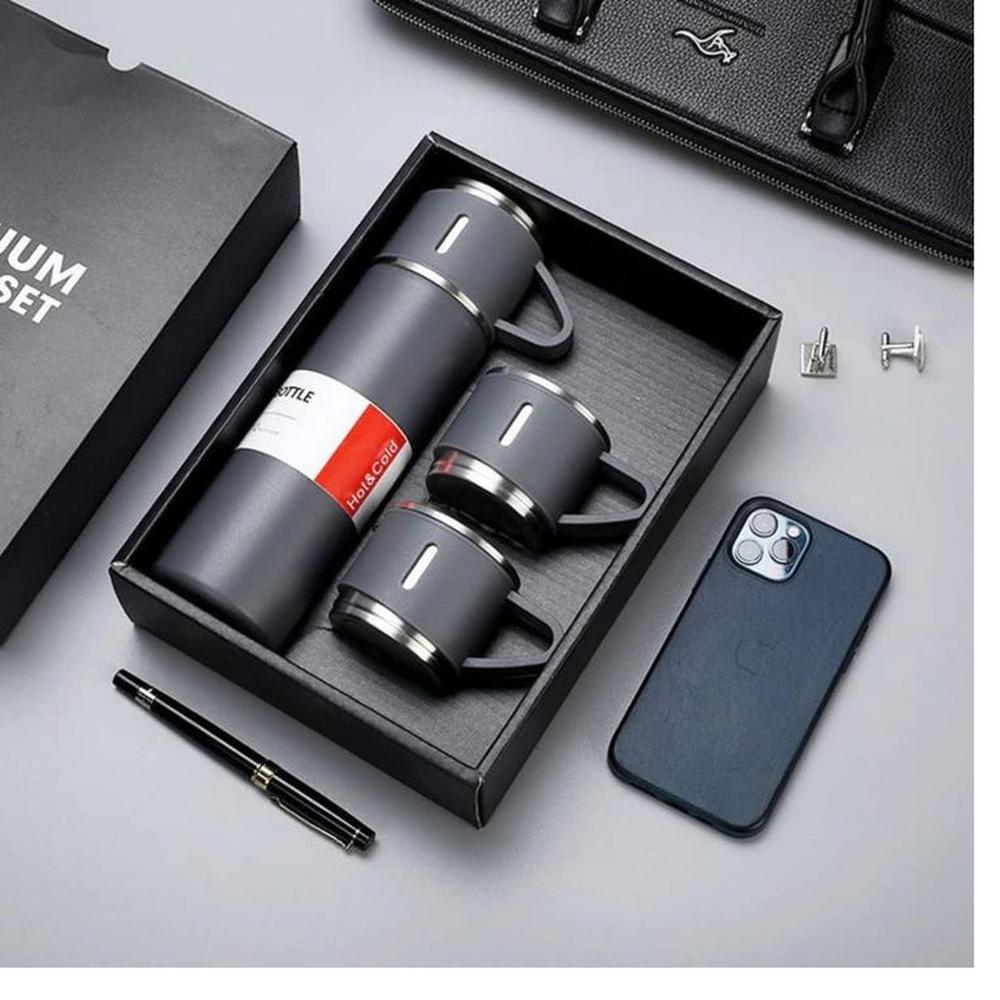 Termo para Viaje de Acero Inoxidable con 3 Tazas