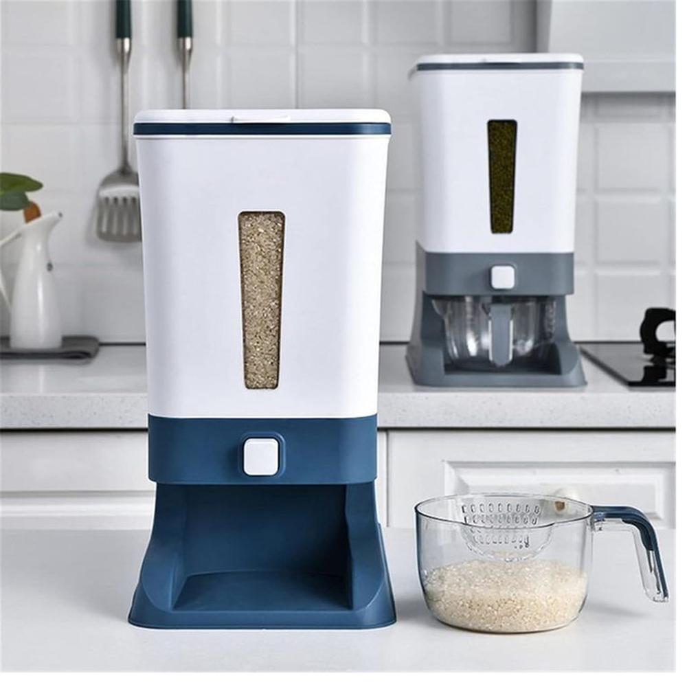 Dispensador de arroz automático para cocina color Azul
