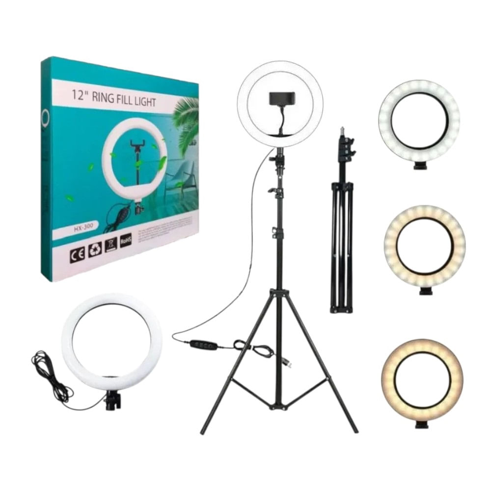 Aro De Luz Led 30Cm con Trípode 2.1mts y 3 Tonos De Luz