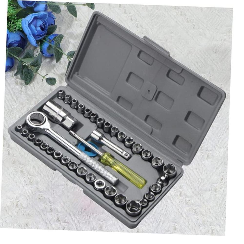 Juego Llaves Dados 40 Piezas de Tubo Caja de Herramientas Inoxidable