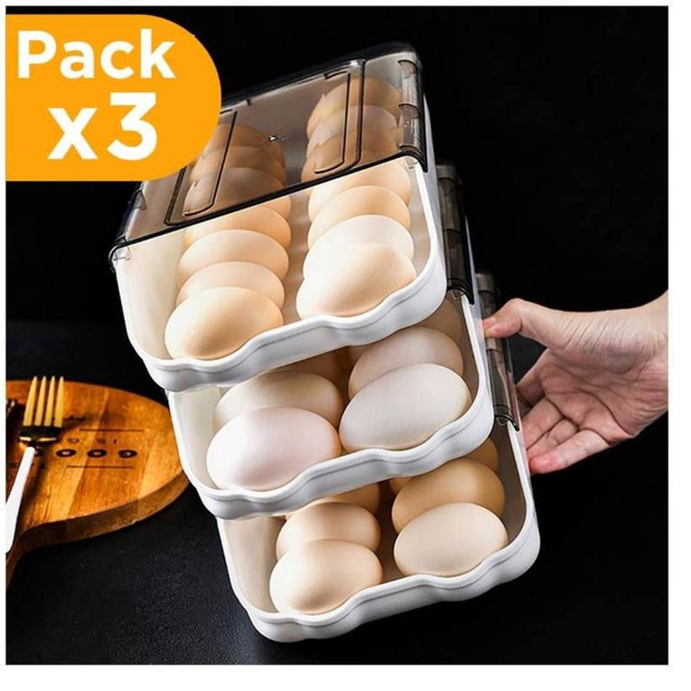 Porta Huevos de 3 Niveles Apilable Capacidad 42 Huevos