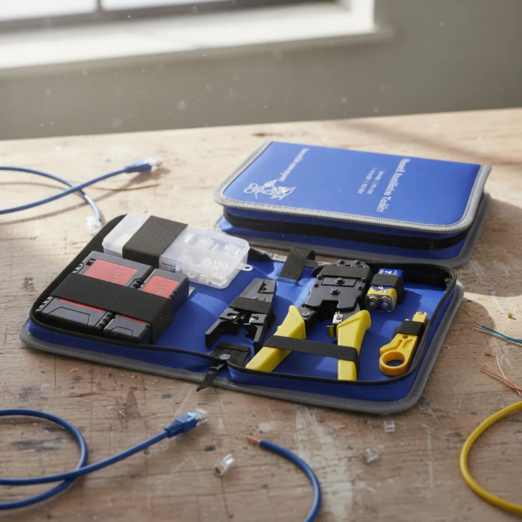 Kit para Redes incluye Crimpeador Testeador Pelacable y 15 Adaptadores Rj45